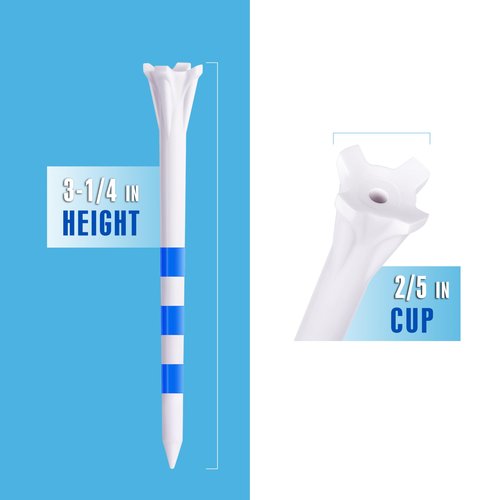 CHAMPKEY PRO 4-Prong Plastic Golf Tees 150 Pack - 70% Ball Contact Reduced for Less Friction and Maximum Distance Performance Golf Tees Plastic (White, 3-1/4")