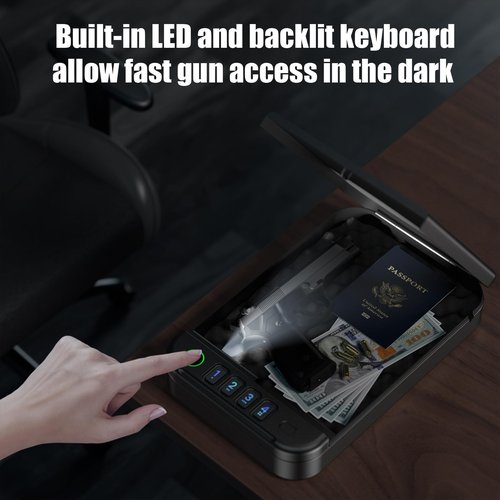 XGUNXBOX Gun Safe, Biometric gun safe for handgun, Portable Car Pistol Gun Safe Pistol with Keys Keypad and APP Control Hand Gun Lock Box, small safe for Home Bedside Car Wild camping