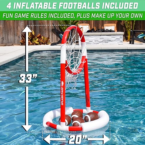 Floating Pool Football Game Set with Hoop, 4 Water Footballs & Pump
