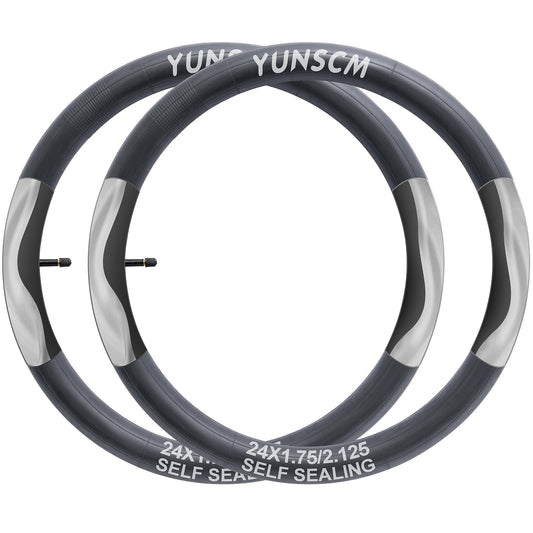 2-Pcs 24" Bike Tubes 24 x 1.75/2.125 AV32MM Schrader Valve Super Automatic Repair, Self-Sealing, Puncture Resistant Compatible with 24x1.75/1.95/2.0/2.10/2.125 Bike Bicycle Tire Tubes