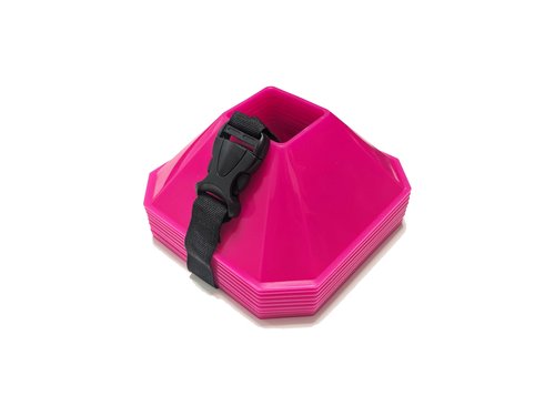 Pro Square Training Cones (Set of 10) 6x6 Inch Training Cones with Carry Strap for Plyometric and Agility Training, Soccer, Football, Basketball, (Orange)