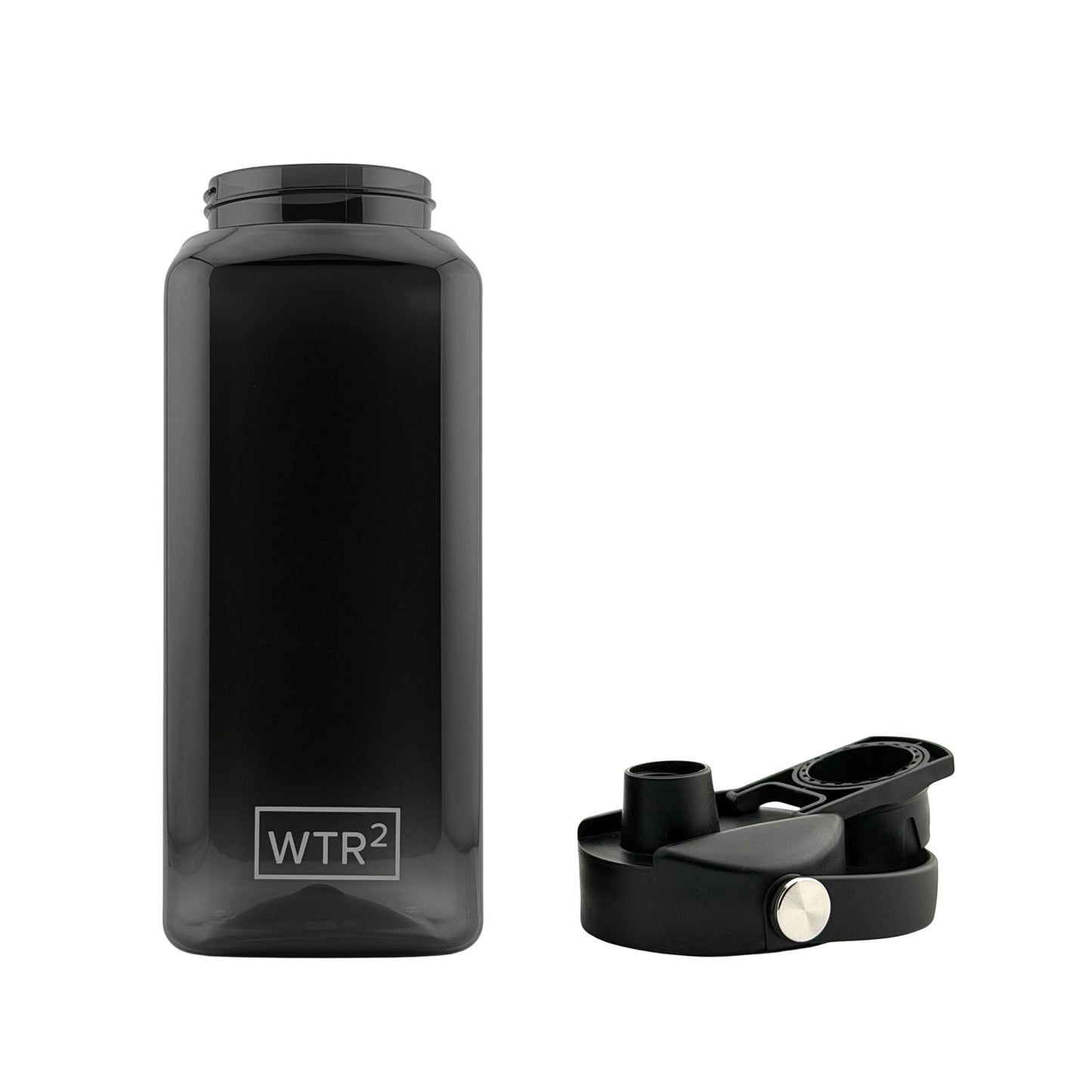 WTR² 32oz Square Water Bottle, Transparent Black, Leakproof Lid, BPA/BPS-Free Tritan, Lightweight & Impact Resistant for Work, Gym & Everyday Use