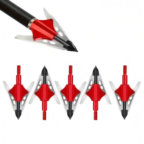 XITORAS 100 /125Grain Hunting Broadheads - Arrow Tips Compatible with Crossbow, Recurve Bow, and Compound Bow - Archery Broadheads (100 Grain, Red)
