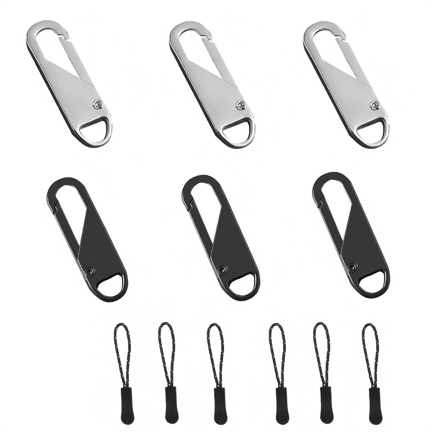 Universal Zipper Repair Kit - 3-Size Double-Sided Zippers Slider Replacement with Zipper Pull for Jackets, Luggage, Backpacks & Outdoor Gear