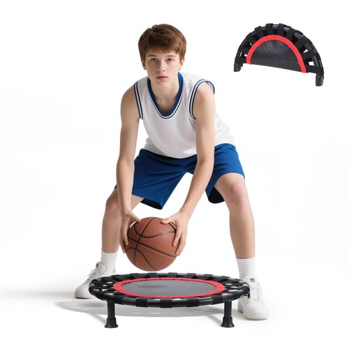 YOUGYM Basketball Training Trampoline - Indoor Quiet Practice Foldable Trampoline for Beginners/Pros, Noise-Reducing Durable Portable Design, Home Ball Training