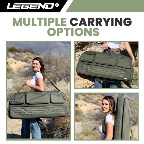 Legend Gamma Compound Bow Case - Premium Archery Bow Cases with Backpack & Shoulder Straps, Soft Bow Case for Archery Accessories, Lightweight Travel Bow Bag with Multiple Storage Pockets - Green