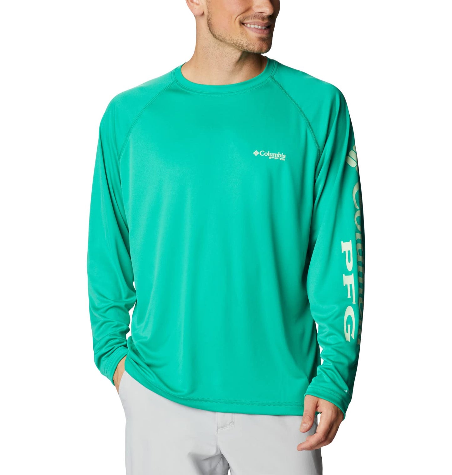 Columbia Men's Terminal Tackle Long Sleeve Shirt, Circuit/Key West Logo, Large Tall