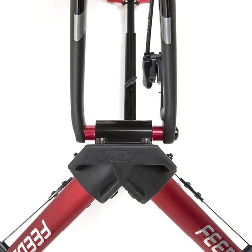 FEEDBACK SPORTS | Omnium Over-Drive Light Weight Portable Bike Trainer with Travel Bag | Adjustable Wheelbase and Fork Mount | Road, Gravel, Mountain Bike Compatible | Red