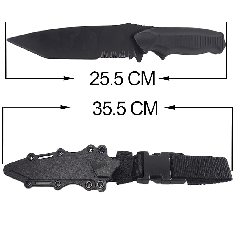 Tactical Rubber Trainer Knife Combat Bayonet with Scabbard/Sheath - 11.8in Black (Variation: 1pcs Rambo-Black)