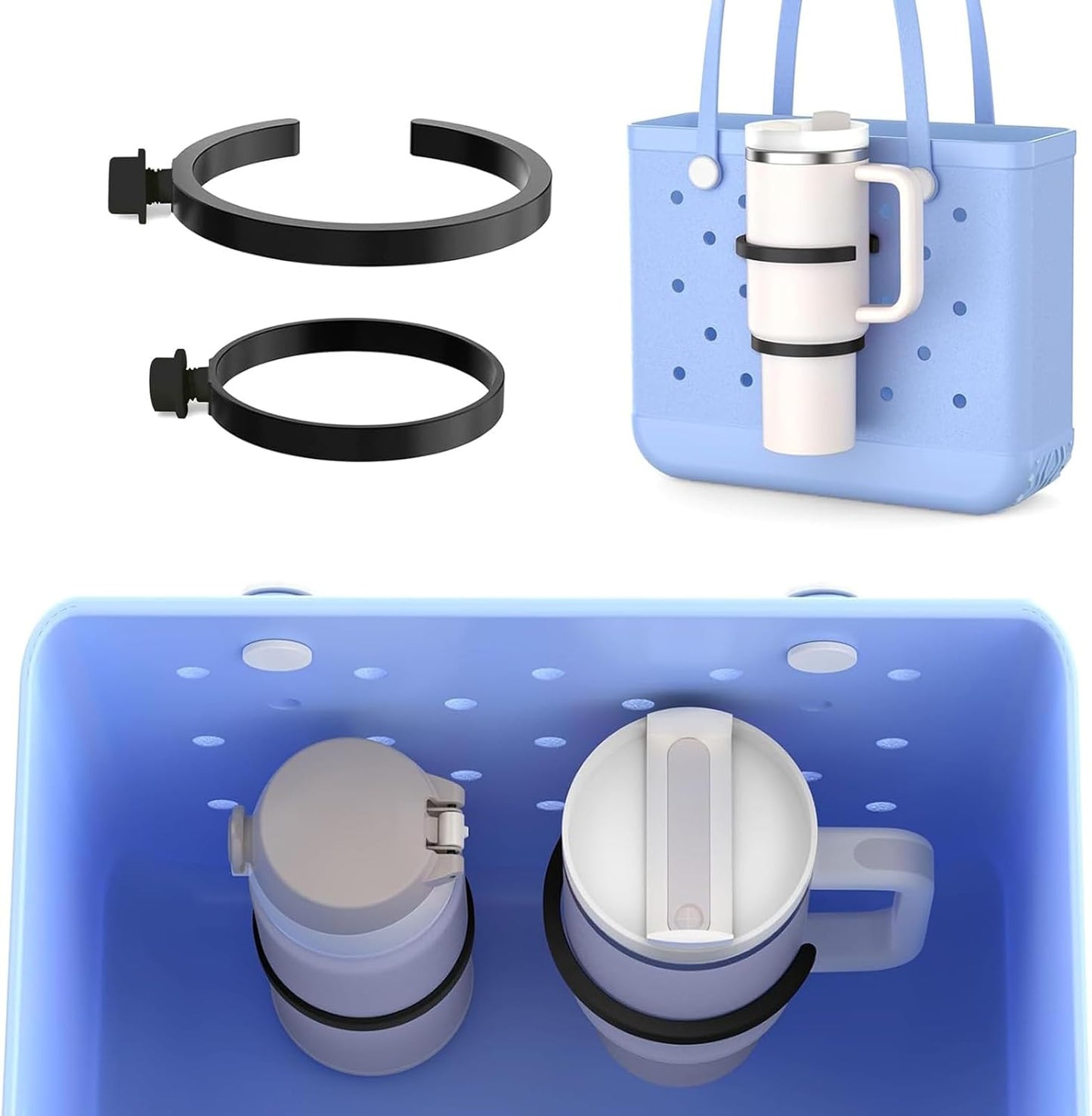 2 Pack Bogg Bag Cup Holder for Stanley 30oz 40oz, Adjustable Insert Drink Water Bottle Holder Stanley Cup Accessories Compatible with Simply Southern Beach Tote Bag, Bogg Bag Accessories
