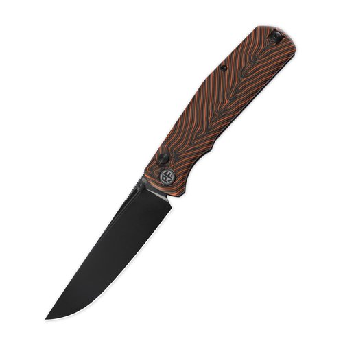 Petrified fish PFP14 Lis Folding Knife,3.90" 10Cr15CoMov Steel Black Stonewashed Blade G10 Handle Pocket Knife for Camping EDC Outdoor (Orange Black Stonewashed)