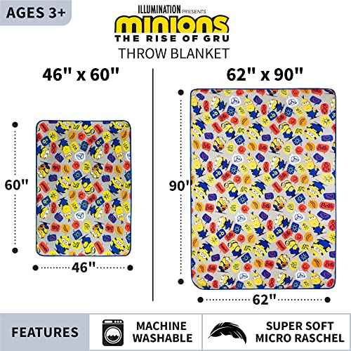 Franco Kids Bedding Super Soft Plush Throw Blanket, 46 in x 60 in, Minions The Rise Of Gru