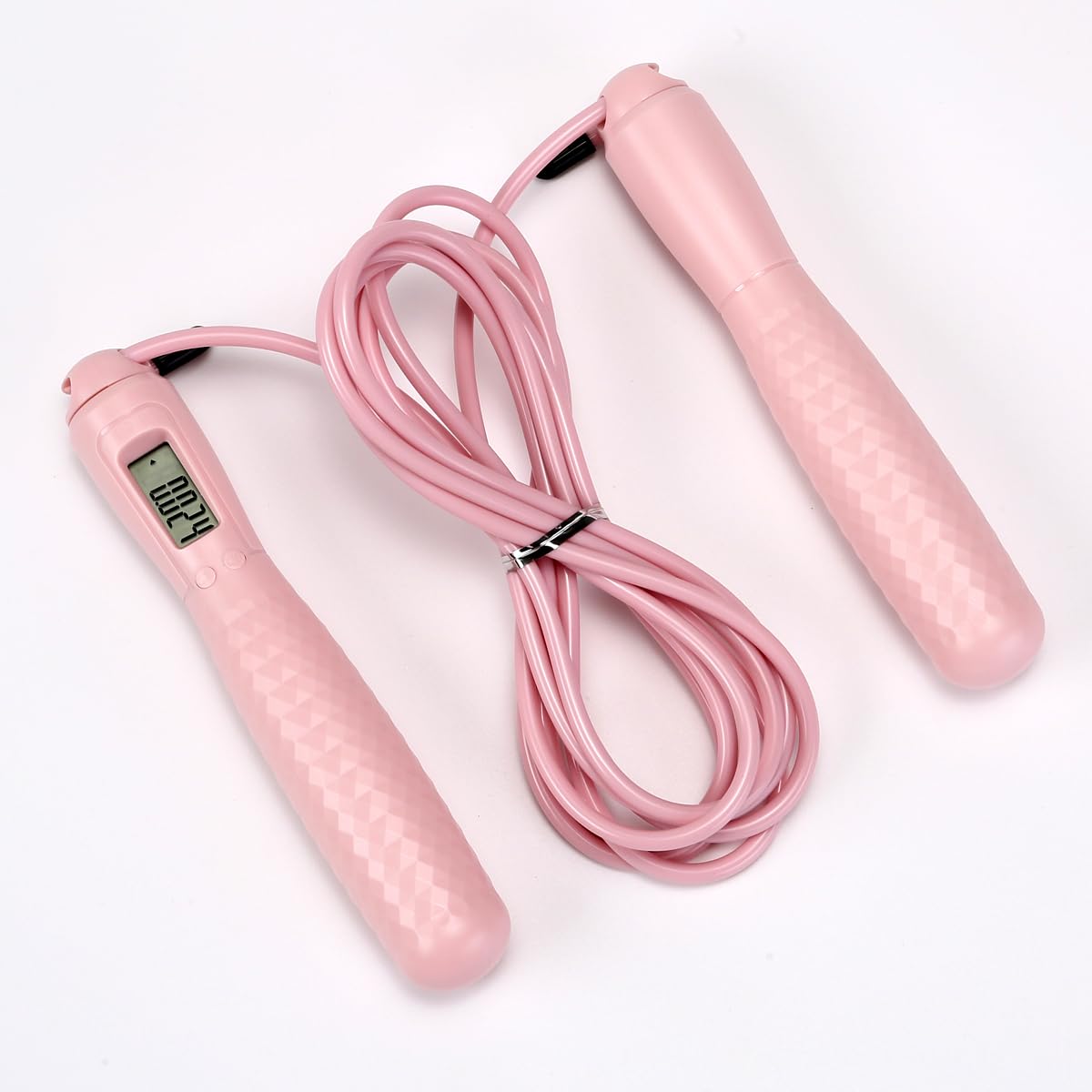 Cordless Jump Rope with Counter - Ropeless Jump Rope 2 In 1 with Large Cordless Ball-Weighted Jump Rope for Women with LCD Display (Long Rope Pink)