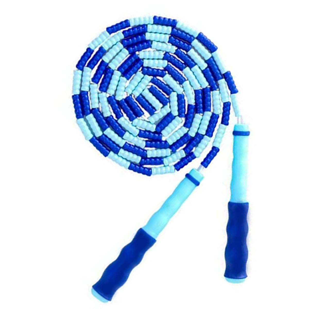 TYSISKNO Soft Beaded Jump Rope for Kids Boys and Girls, Adjustable Skipping Rope, Tangle-Free Segmented Rope for Kid and Women Men Adults Exercise, Keeping Fit, Training - 9.2Ft (Blue)