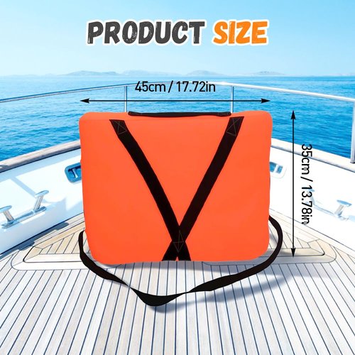 Boat Throwable Flotation Device, 2025 Upgraded High Buoyancy Boat Throw Cushion with Strap, Swimming & Rescue Boat Throwable Flotation Device, Orange Throwable Flotation Cushion (1)