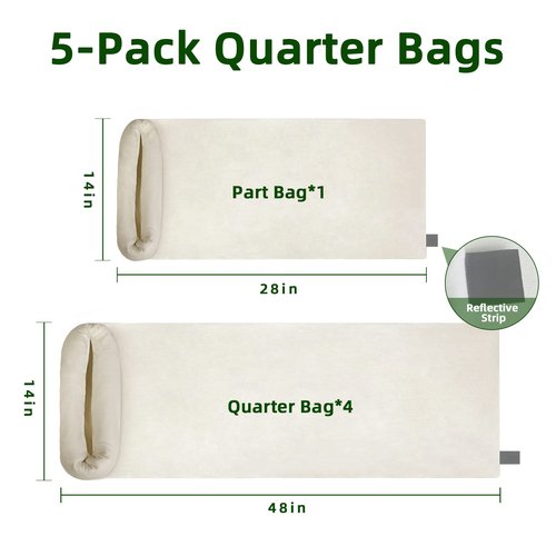 Gociean Game Bags Elk Hunting Meat Bags, 48inch 5-Pack Rolled Heavy Duty Quarter Bag, Reusable & Breathable Meat Game Bag with Reflective Strip for Elk, Caribou, Deer, Moose, Antelope, Duck