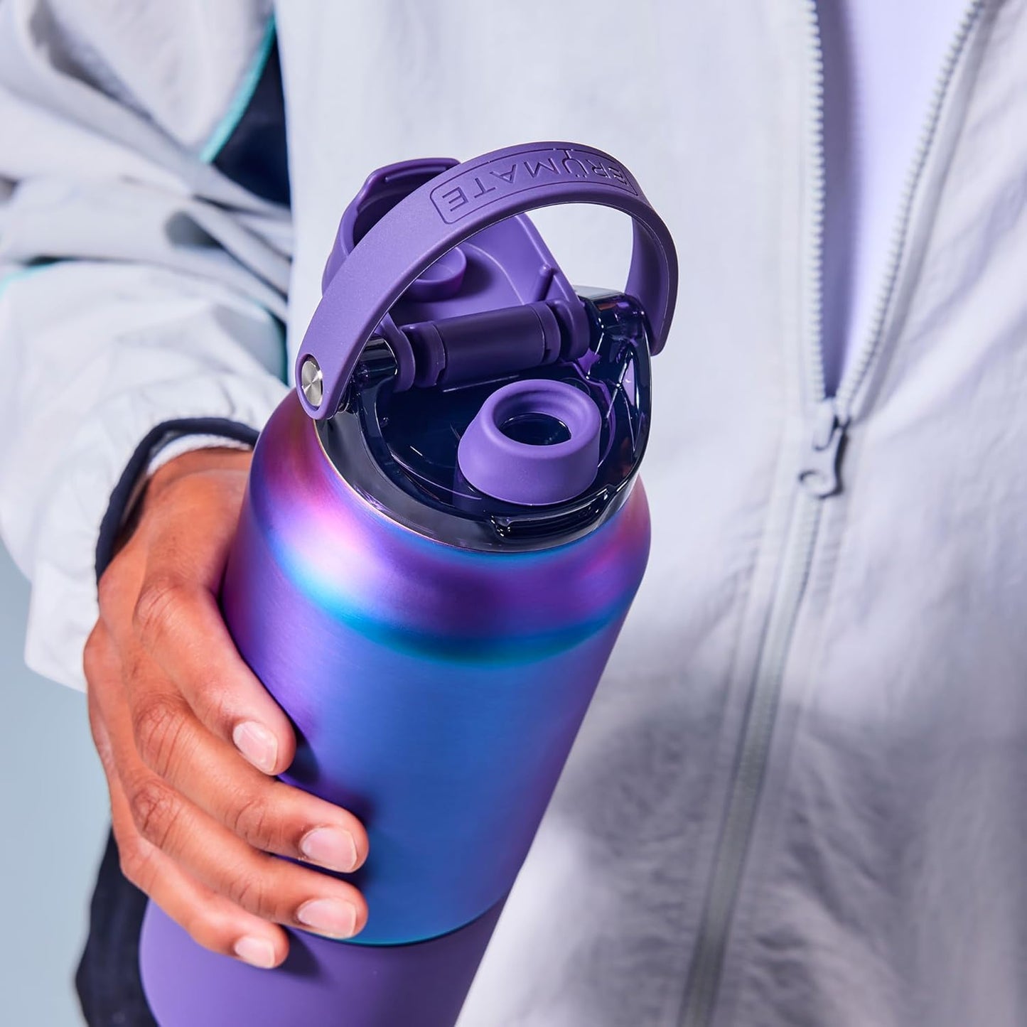 BrüMate Rise 35oz Water Bottle With 100% Leakproof Covered Silicone Straw | Insulated Stainless Steel Water Bottle With Removable Straw | Fast Flow | Soft Sip Silicone Spout | BPA-Free (Glacier)