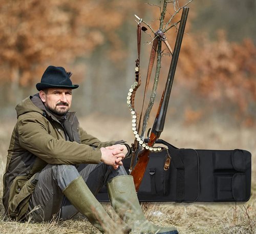 32"/37"/46" Rifle Bag, Black/Khaki/Green Tactical Long Rifle Backpack, Portable Shotgun Case for Firearm Storage and Transportation, Suitable for Outdoor Hunting Shooting (46" Black)