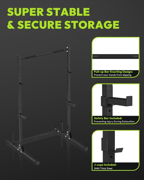 HANDBODE Power Cage with Pull Up Bar, Multi-Functional Squat Rack for Home Gym, Heavy Capacity Adjustable Power Rack Fit 6 FT, 7 FT Barbell, Weightlifting, Strength Training, Bench Press, Fitness