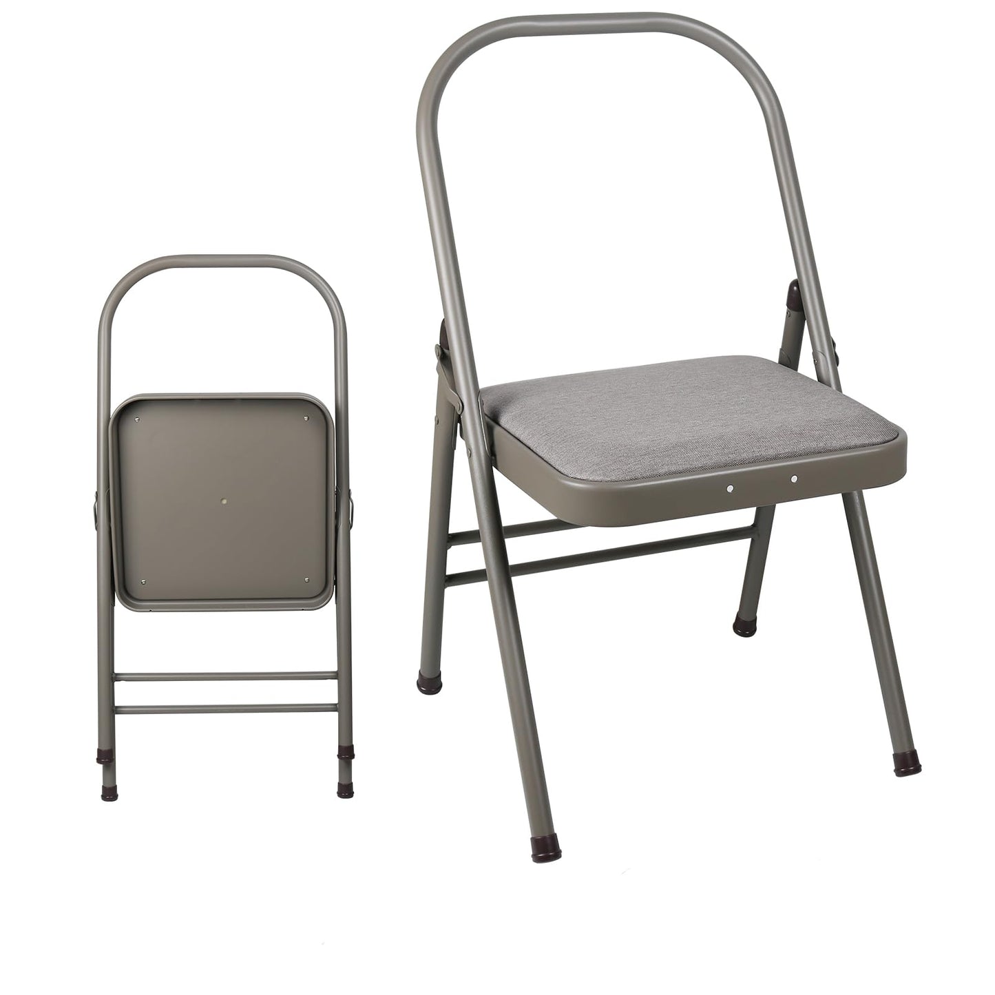 INNOLIFE Yoga Auxiliary Chair Foldable Backless Yoga Chair for Abs & Core, Foldable Balance Training Yoga Chair, Flexibility and Strength Training and Back Pain Relieving (Gray)