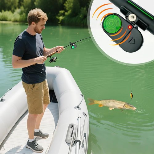 Fishing Bite Alarms with LED, Sensitive Electronic Fishing Bells for Rods, Sound Alert Indicators, Fishing Pole Bells for Bite Detection, Clip-On Fishing Alarm with Light & Sound (8, Black)
