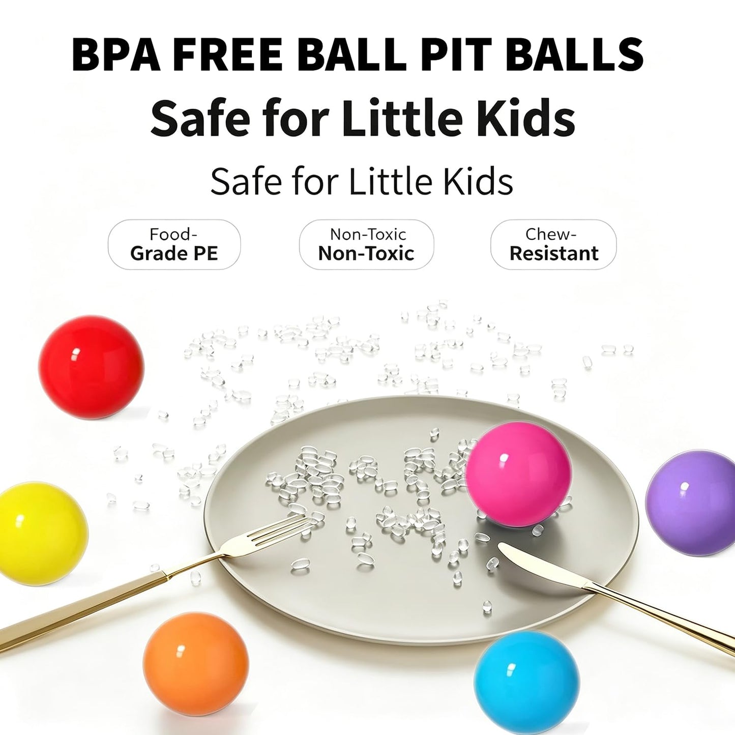 LANGXUN 50 100 200 Balls Soft Plastic Ball Pit Balls for Kids, Gift for Baby Toddler Birthday Christmas, Ball Pit Play Tent, Baby Kiddie Pool Water Toys, Party Decoration