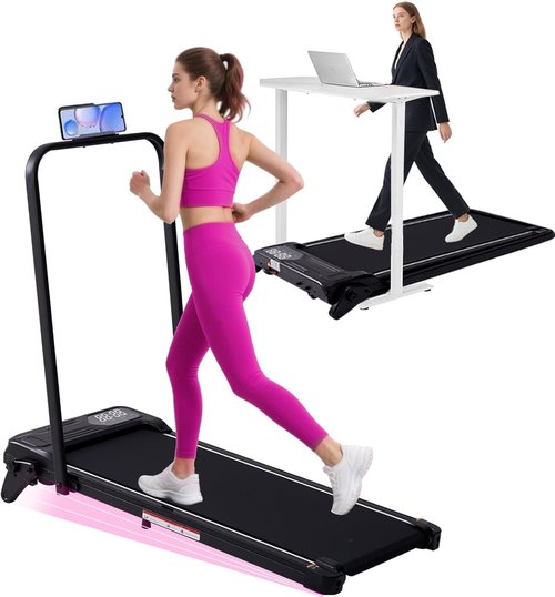Electric Walking Pad Treadmill with 12% Adjustable Incline and Handle Bar, 3.5HP Small PortableTreadmills for Home Office Small, 4 in 1 Folding Foldable Treadmill with Handles, 0.6-7.6MPH, 350LBS