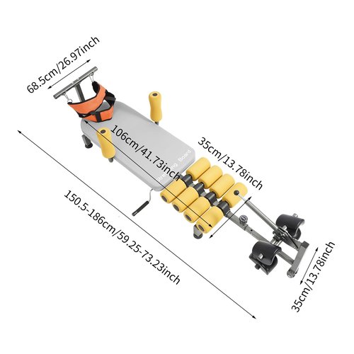 AGULIUM Adjustable Back Stretch Bench with Cervical Traction, Rolling Traction Table for Neck Back Hip Leg Decompression Training for Home Gym Office, 330lbs Load Capacity