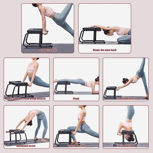 PEENHO Multi-Functional U-Shaped Stool Chair – 250KG Capacity, Double Armrest, Non-Slip Yoga Fitness Aid, Thick Breathable Mat, Home & Gym Stability Stool (Black)