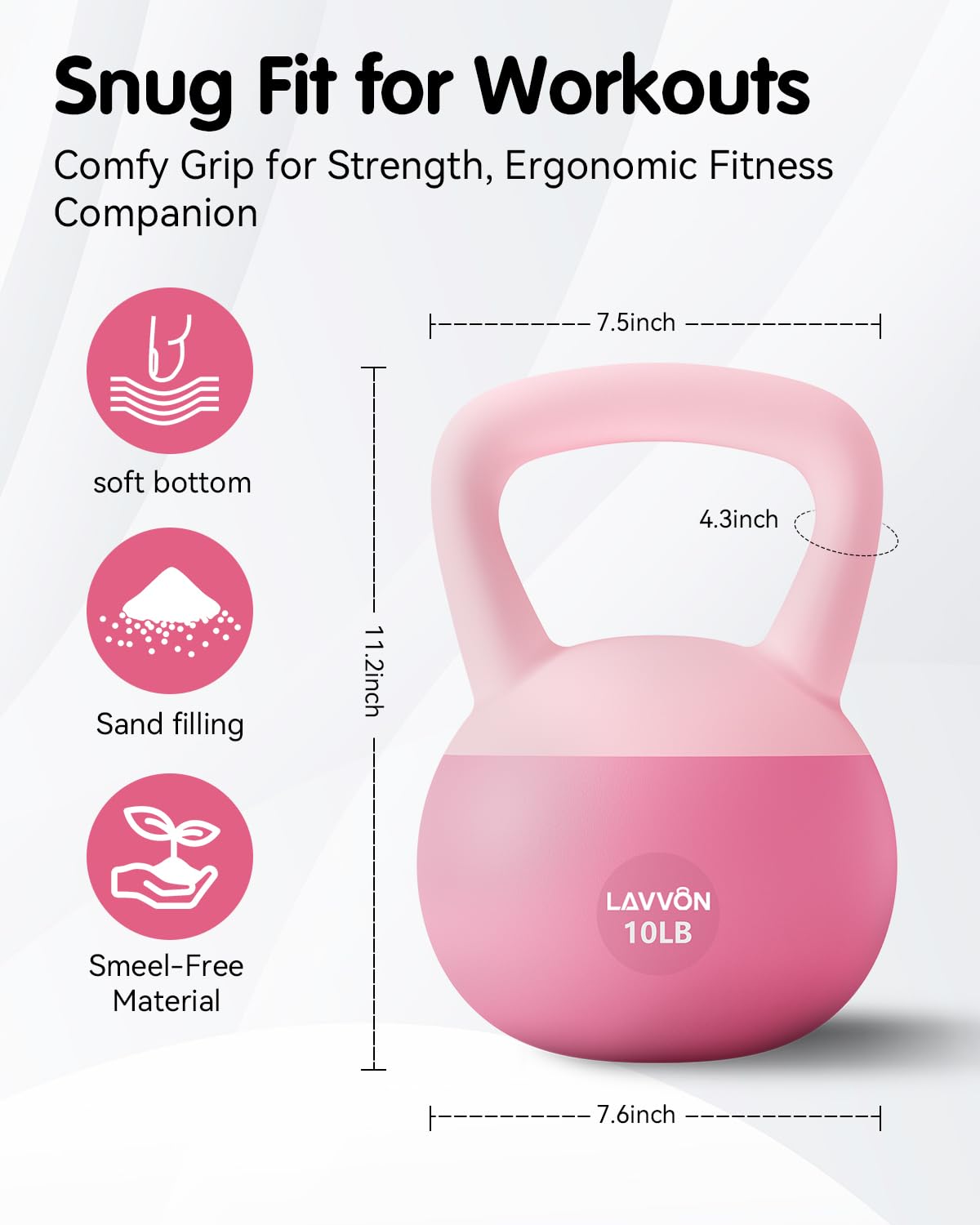 Soft Kettlebell - Cushioned Impact-Resistant Base and Anti-Slip, Kettle bell Anti-Slip Grip Weight for Home Workouts, Safe Strength Training Kettlebells Sets for Women & Men, With Non-slip Gloves (Pink, 5LB)