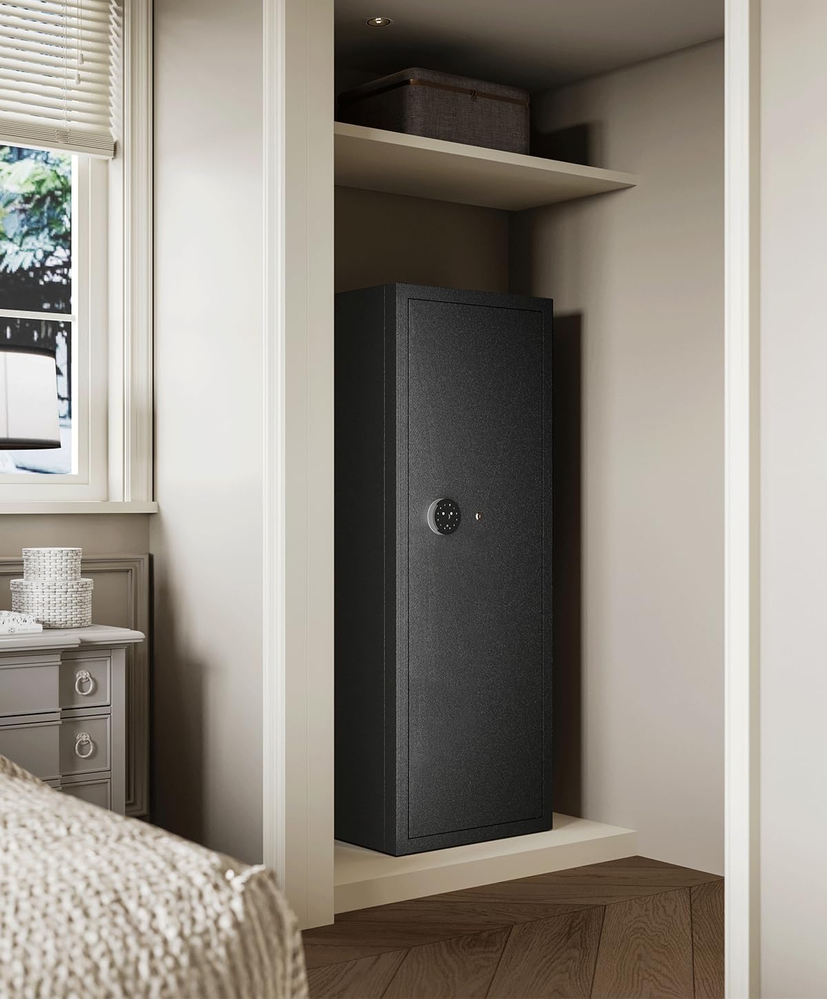 12-15 Gun Safe Gun Safe for Rifles and Pistols Large Rifle Safe Biometric Quick Access Fingerprint Gun Rifles and Password Lock Gun Safes & Cabinets with Adjustable Shelves