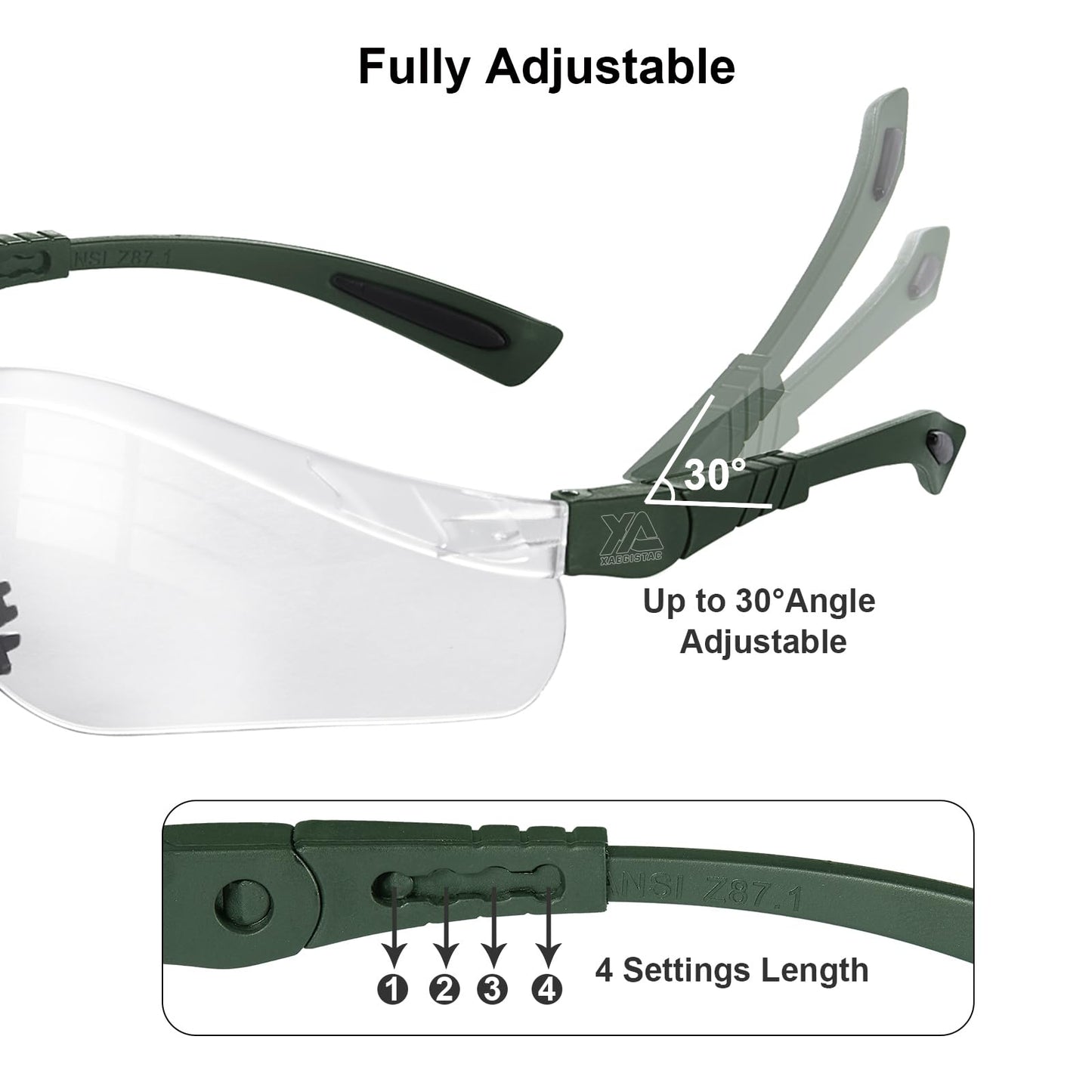 xaegistac Shooting Glasses Anti-fog Shooting Range Eye Protection, Adjustable Safety Glasses with Zipper Hard Case (black frame yellow lens)