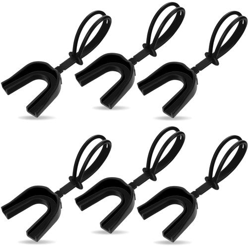 TOODOO 6 Pcs Strapped Mouth Guard Sports Mouthguard with Strap No Boil Football Boxing Mouthpiece Adult Youth Braces Soft Mouthguard for Lacrosse Basketball Hockey Wrestling(Black,Adults)