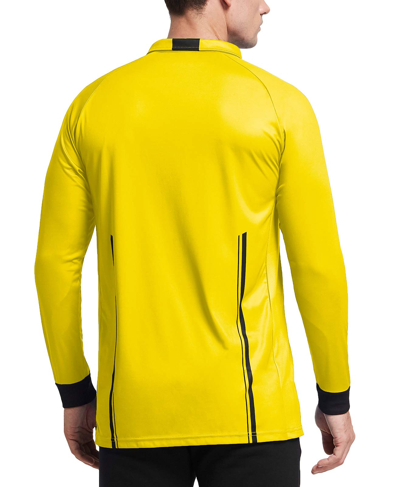 FitsT4 Sports Men's Pro Soccer Referee Jersey Long Sleeve Ref Shirt Yellow Large