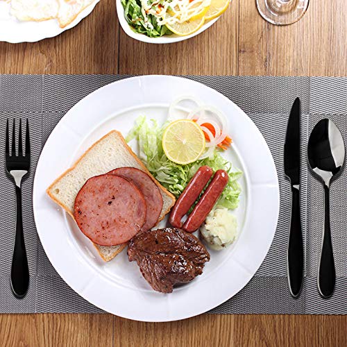 E-far Black Stainless Steel Flatware Set - 20-Piece Service for 4 with Streamlined Handle