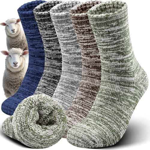 Yeblues 5 Pairs Thick Wool Socks Mens, Warm Winter Fuzzy Socks,Soft Hiking Socks Men Moisture Wicking Boot