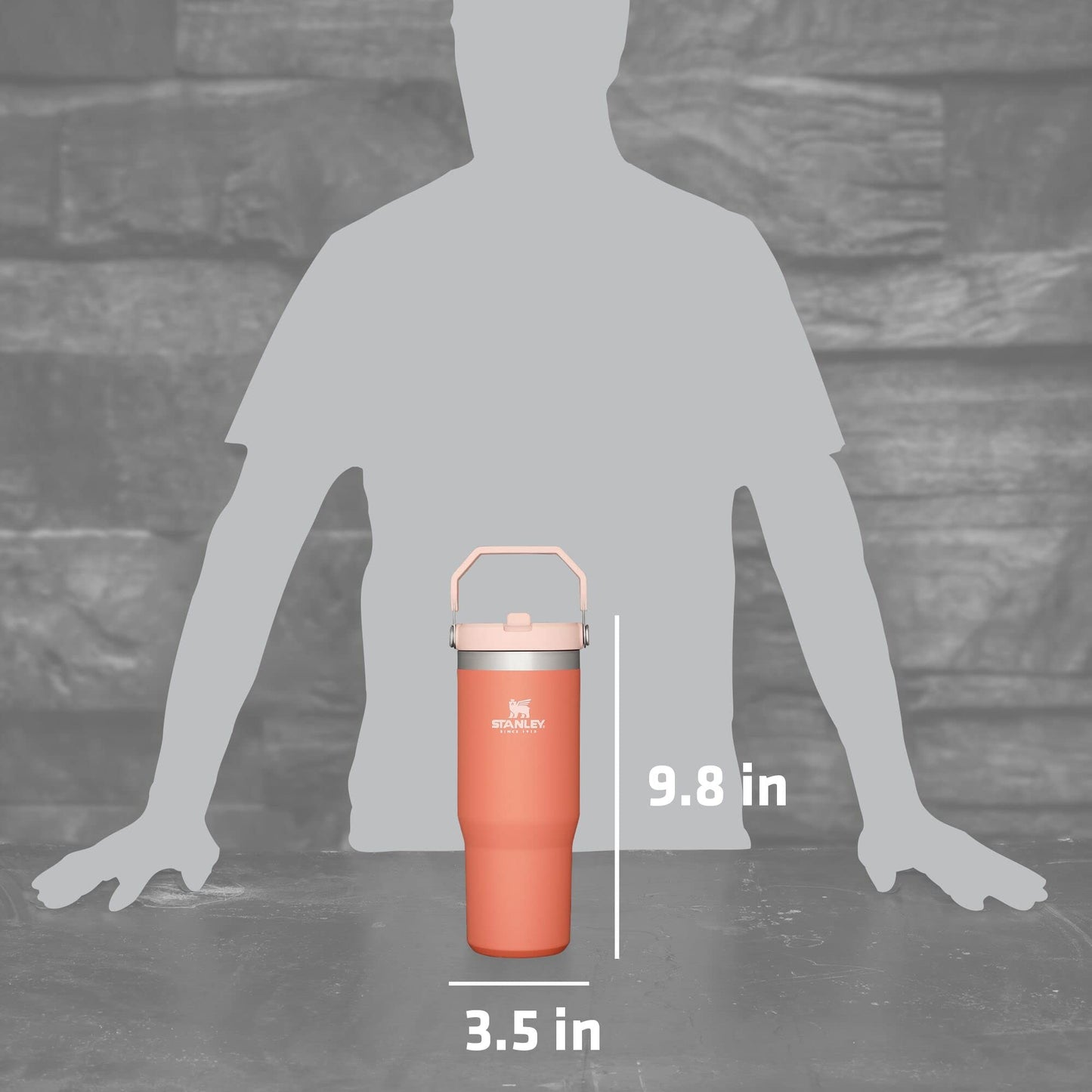 STANLEY IceFlow Stainless Steel Tumbler - Vacuum Insulated Water Bottle for Home, and Car Reusable Cup with Straw Leak Resistant Flip Cold for 12 Hours or Iced for 2 Days, Grapefruit, 30 OZ / 0.89 L
