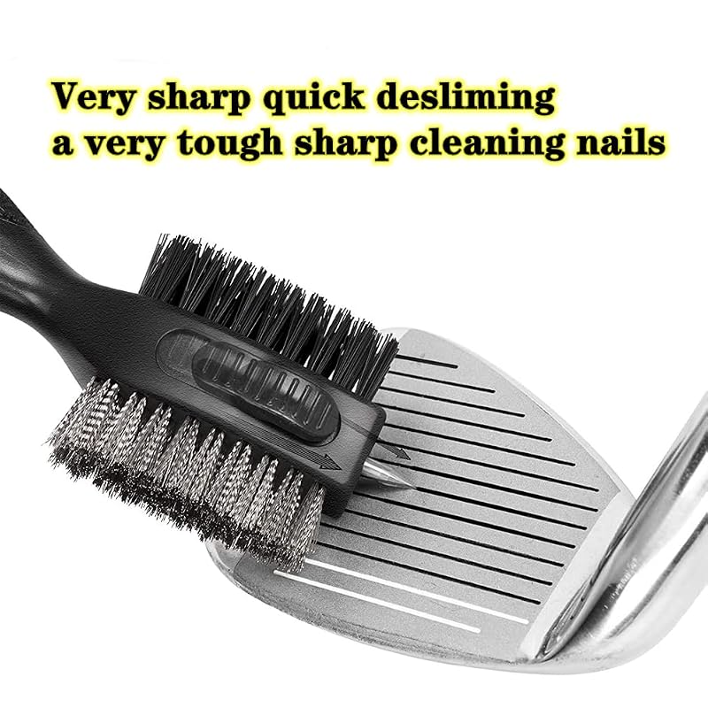 Golf Club Cleaning Brush with Retractable Nails | Oversized Dual Brush Head in Gray