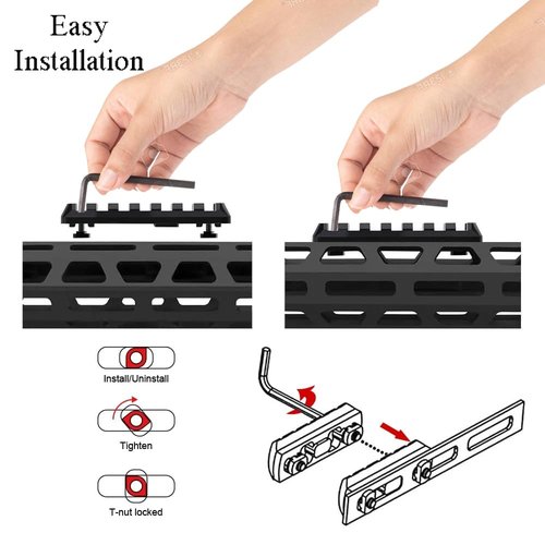 Gotical Multi Slots to Picatinny Rail Adapter 3 Slot Ploy Picatinny Rail Section Three Slots for Handguard 2 Pieces (Set of 6)