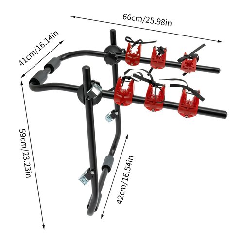 RIUOPN Trunk Bike Rack,Foldable Steel Mount,No-Hitch Bicycle Carrier for Car, Sedan, Hatchback, SUV, Van, Easy Installation, Fits up to 3 Bikes with a Load Capacity of 44.1 Lbs Porta Bicicletas para