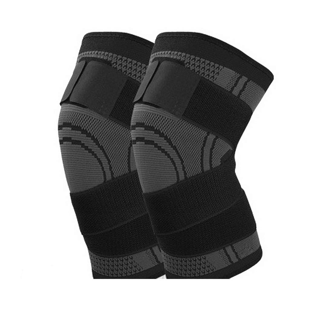 1 Pair Elastic Bandage Pressurized Knee Pads for Men Women Fitness Sports Kneepads Running Cycling Knee Support Brace Protector(D,M)
