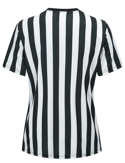 ChinFun Official Referee Costume Women's Ref Shirt V-Neck Black and White Stripe Umpire Jersey Shirt for BasketballHalloween S