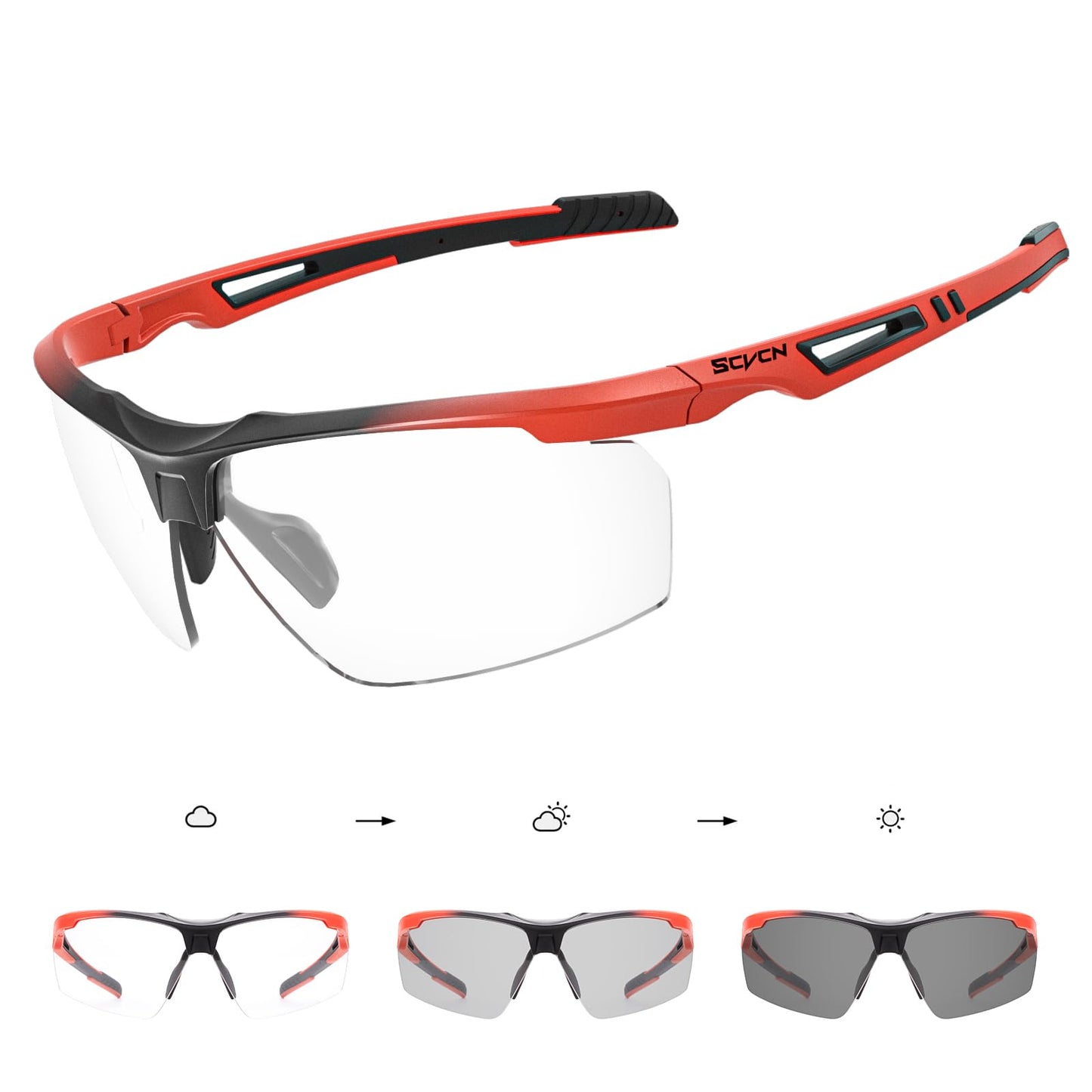 SCVCN Photochromic Sport Sunglasses Cycling Clear Glasses Men Women UV400 Protection MTB BMX Fishing Running Riding Golf Driving Bike Softball Baseball 08