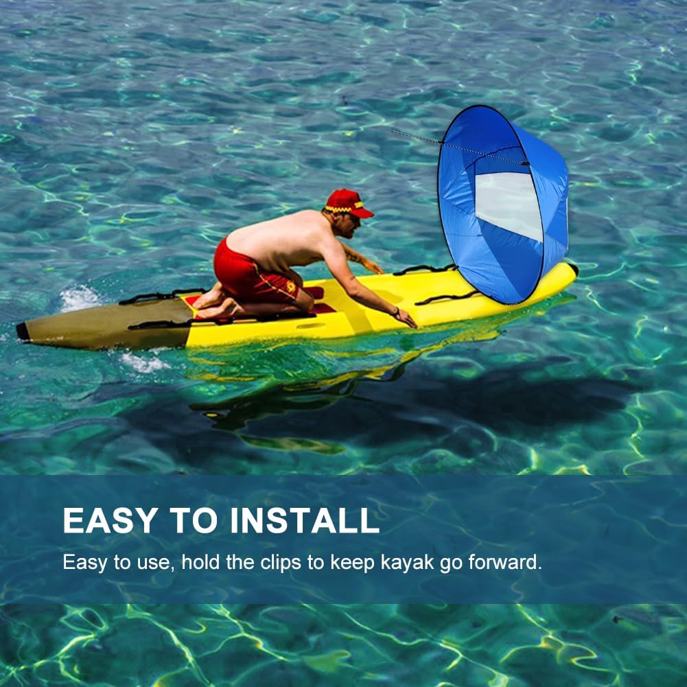 Kayak Wind Sail, Portable Foldable Durable Wind Sail with Transparent Window for Kayak Canoes (Green)