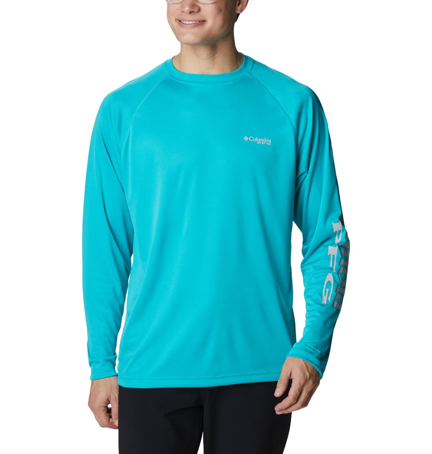 Columbia Men's Terminal Tackle Long Sleeve Shirt, Turquoise/Cool Grey Logo, 3X Big
