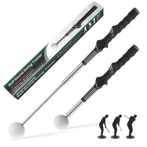 FEFFXY Retractable Golf Swing Trainer，Warm Up Golf Training Aid，Golf Grip Trainer，Right-Handed Strength & Tempo Training for Chipping Hitting，Golf Accessories for Men Black 1Pack