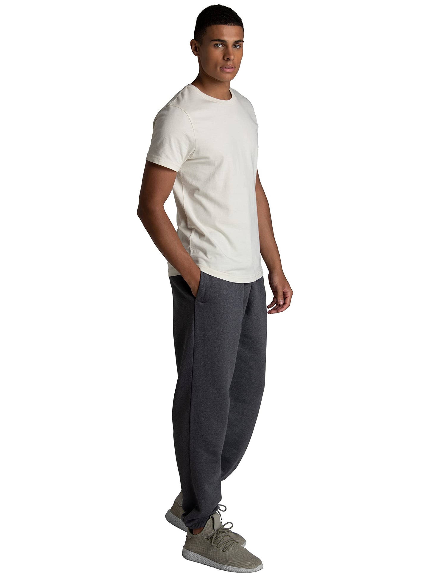 Fruit of the Loom Men's Crafted Comfort Fleece Sweatshirts, Hoodies, & Sweatpants, Super Soft Cotton Blend, Sweatpants - Charcoal Heather, Small