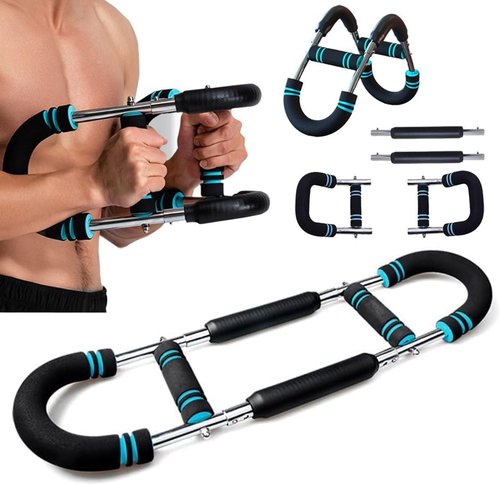 Adjustable 40-100lb Twister Arm Trainer - Portable Chest, Shoulder & Arm Workout Equipment - Detachable Forearm Strengthener for Home Fitness(Blue-Black)