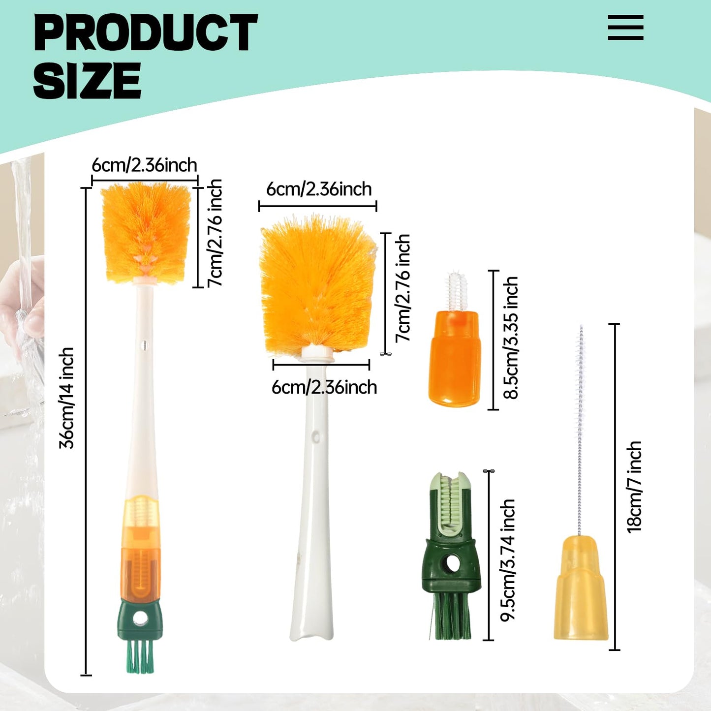 Bottle Brush Cleaner Water Bottle Brushes for Cleaning,Straw Brush Cleaner Extra Long Cleaners,5-in-1 Bottle Scrubber Brush for Coffee Maker Glass Cups