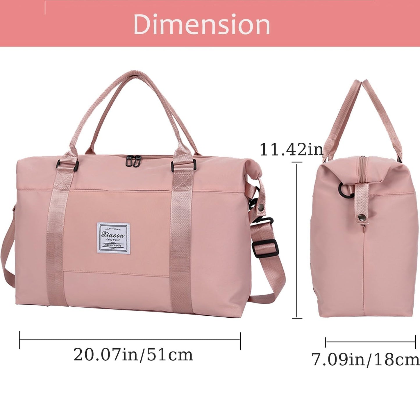 KARRESLY Travel Duffel Bag for Women,Shoulder Weekender Overnight Bag Sports Gym Tote Bag,Waterproof(Light Blue) free size